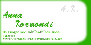 anna kormondi business card